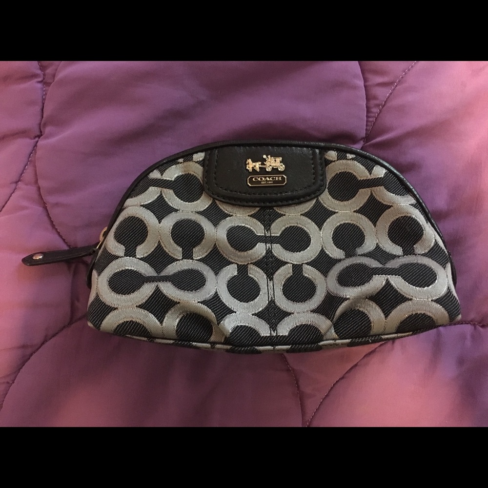 Coach Poppy Silver Black Cosmetic Bag